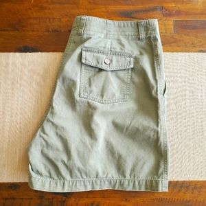 Khaki Green Distressed Shorts